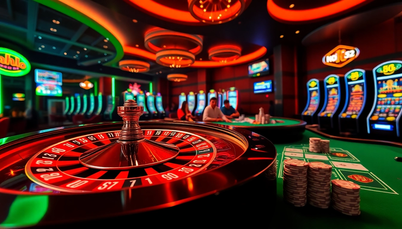 Experience high-stakes action in nohu52 casino with vibrant roulette and engaging blackjack tables.